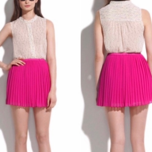 Madewell Broadway & Broome Hot Pink Elastic Waistband Pleated Mini Skirt Size: M - Picture 4 of 4